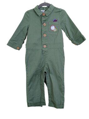 Indigo Baby Boys Romper Jumpsuit Boilersuit Size 12-18 Months Olive Green Snaps